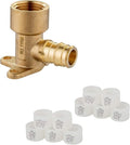 (Pack of 10 Sets) EFIELD Pex A Expansion Brass Fittings 1/2"x 1/2" Female NPT Drop-ear Elbow, F1960 with 10 Pieces 1/2 inch Expansion Rings