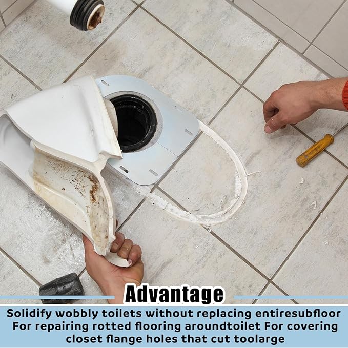 Gisafai Toilet Flange Support Plate Closet Flange Floor Repair Ring Bracket Extender Kit Offset Toilet Repair Kit, 5.59 x 5.28 Inches Inner Diameter, 1mm Thickness(Galvanized Steel)