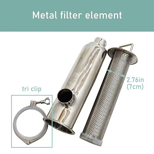 TECHTONGDA Water Filter Strainer L-Type 304 Stainless Steel 2inch Inlet Outlet 100 Mesh Quick Tri Clamp 16.5inch Length