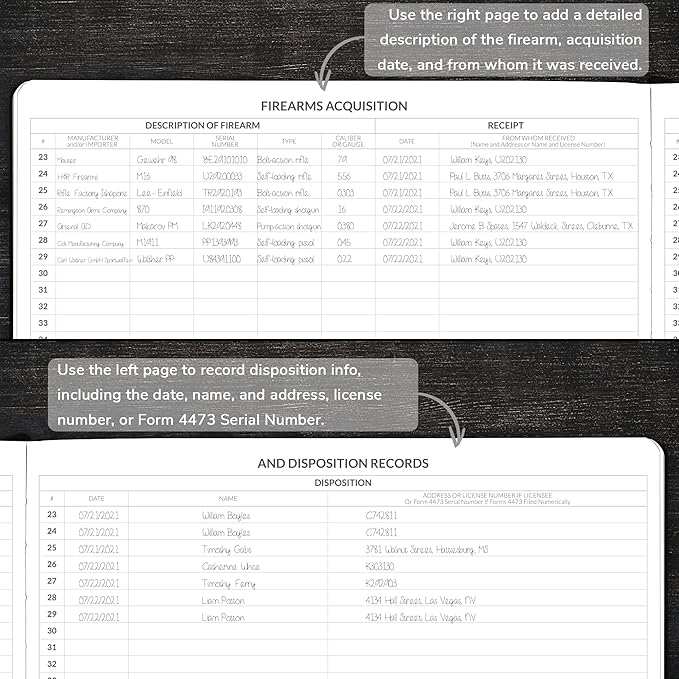 Skyline Firearms Acquisition & Disposition Record Book – Hardcover Gun Log Book for Firearm Dealers & Personal Use – Log Book for Receipt & Disposition Records, 10x7″(Black)