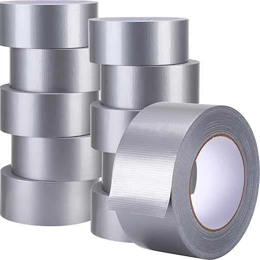 10 Pack Duct Tape Bulk, 9 Mil Thickness 1.88" x 30 Yards Duct Tape Heavy Duty, Strong Adhesive Silver Waterproof Tape for Indoor Outdoor Repairs Tear by Hand