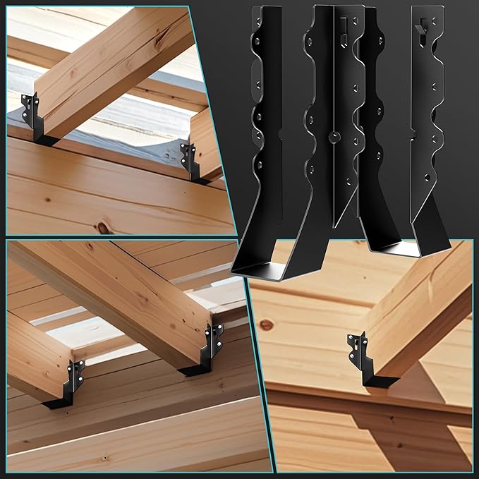 25 Pcs Black Joist Hangers 2x8, Rafter Brackets , Hurricane Straps for 2x8 Face Mount Joist Hangers 2X8 for Shed/Barn/Coop/Porch/Truss/Decks, Structurally Sound and Aesthetically Pleasing