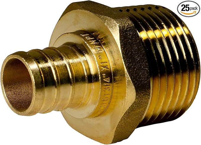 XFITTING 3/4 inch Pex x 1 inch Male NPT Adapter, 24-4-7=25X, 25 Pieces