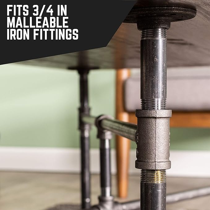 PIPE DECOR 1" x 72" Black Steel Plumbing Pipe, 4-Pack, Pre Cut Connector, Industrial Steel Grey Fits Standard One Inch Threaded Black Pipes Nipples and Fittings, Build Vintage DIY Furniture