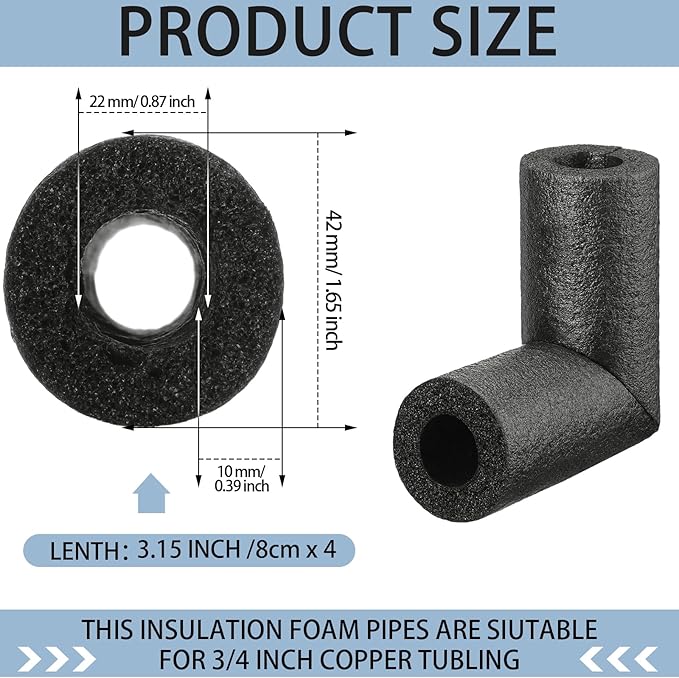 Frienda 4 Pack Pipe Insulation Foam Tube Elbow Insulation Tubing Elbows Water Freeze Protection Heat Preservation Foam Tube for Tubing Outdoor Water Pipe Protection (3/4 Inch,Classic)