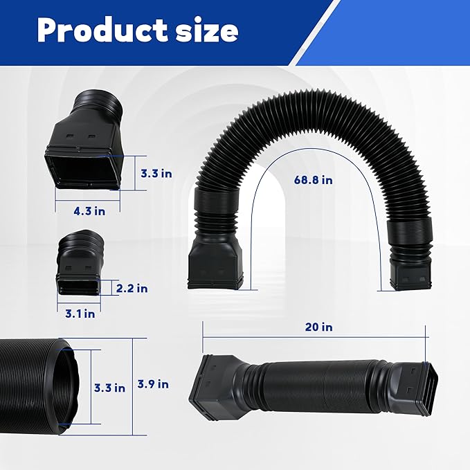 3 Pack black Rain Gutter Downspout Extensions Flexible,Drain Downspout Extender Connector 20"-68.8"，Thickened Down spout Drain Extension for Rainwater Drainage