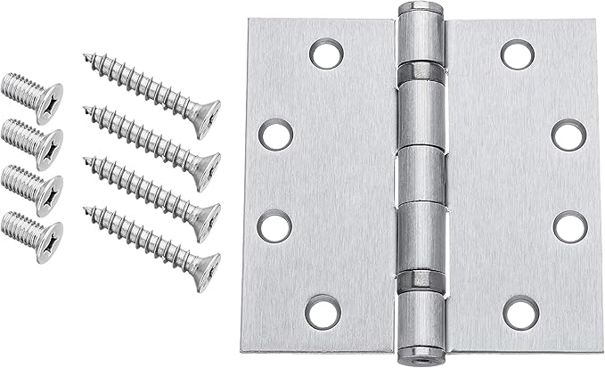 Dynasty Hardware Door Hinges, Heavy Duty 4.5x4.5 Full Mortise Ball Bearing Design for a Smooth Quiet Swing, Ideal for Commercial or Heavy Doors, Brushed Chrome Finish, 3-Pack