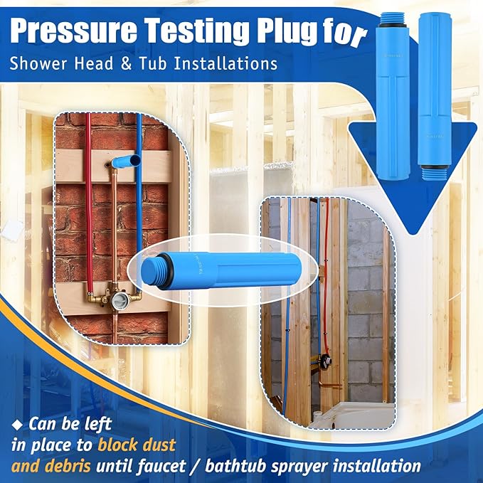 Feekoon 1/2 Inch MNPT Bathroom Shower Test Plug, Reusable Pressure Testing Plug for Shower and Tub Installations, Easy to Install(12 Pack)