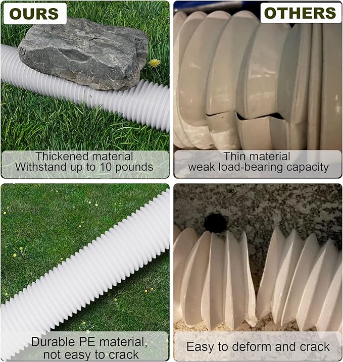 Rain Gutter Downspout Extensions, Downspout Extender for Rainwater Drainage Flexible, Down Spout Drain Extension Pipe and Extendable from 21 to 66 Inches (2 Pack, White)