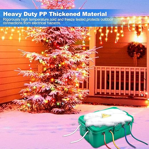 Hrensaw Large Outdoor Electrical Box(12.5x8.5x5inch),IP54 Waterproof Outdoor Outlet Covers,Weatherproof Extension Cord Covers Protect Outlet,Plug,Timer,Power Strip,Holiday Light,Green