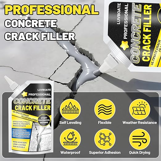 Concrete Crack Filler, 4.5LB High Elasticity Self Leveling Cement Crack Filler, Slab Concrete Waterproof Repair Sealant for Driveway, Walkway, Patio, Joint, Indoor and Outdoor - Grey (74oz)