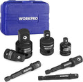 WORKPRO 7 Pieces Impact Socket Adapter Set, Includes 3 Pieces 1/4" Hex Shank Drill Extension Set (1/4", 3/8" and 1/2") and 4 Pieces Impact Socket Adapter and Reducer Set