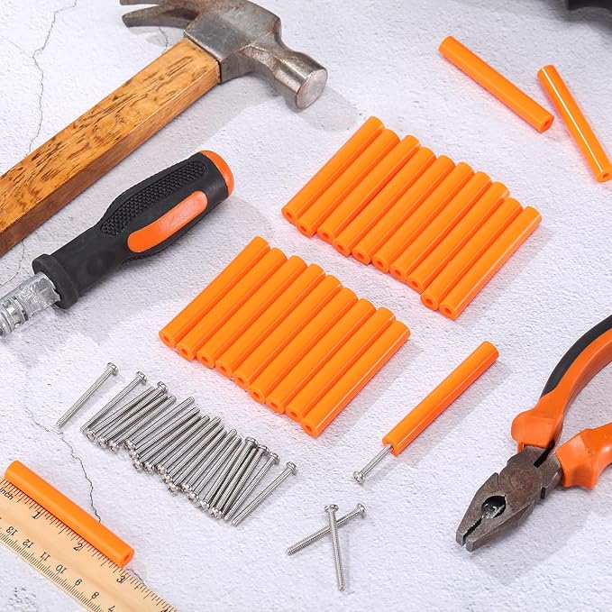 Hotop 48 Pieces Electrical Outlet Spacers Extender Kit Includes 24 pcs 3 Inch Switch and 24 1-1/2 Inch 6-32 Thread Flat Head Device Mounting Extra Long Electrical Outlet Screws (Orange)