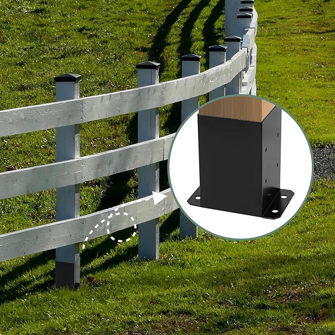 4x4 Post Base 4Pcs Wood Fence Post Bracket Anchor Base Brackets Deck Post Base for Pergola Railing Mailbox Deck (Inner Size 3.6x3.6)