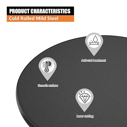1/4 Round Steel Plate Base 3 inch Diameter, A36 Steel Plates Sheet Hot Rolled Weldable Circle (4 Pack)