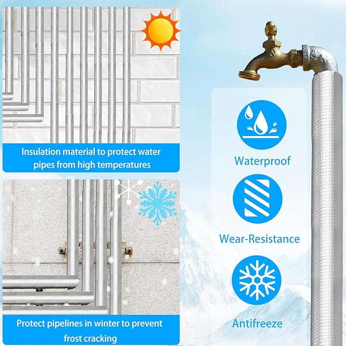 1 " ID Pipe Insulation Foam Tube Self Adhesive 16 " L Peel and Stick Pipe Insulation Foam Wrap Aluminum Foil Pipe Covers for Spigot, Winter Outside Pipes, Sprinkler 20 PC
