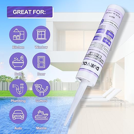 All-Weather Sealant Waterproof Caulking Seal 2-Pack Clear, Caulking Sealant for Kitchen, Bathroom, Marine, Door and More