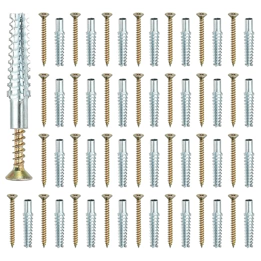 PATIKIL 30 Pcs Drywall Hollow Wall Anchors with Screws 0.24 x 2.36, Steel Dry Wall Anchors Kit for Wooden Concrete Plaster Hinge Hole Repair, Silver (8 x 60mm)