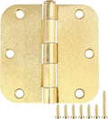 Door Hinges Satin Brass 3.5 Inch x 3.5" Interior Gold Door Hinges for Doors 12 Pack Brushed Brass Door Hinges 3-1/2" Rounded 5/8"Radius Corners Bedroom Residential Standard Indoor Door Hardware Hinge
