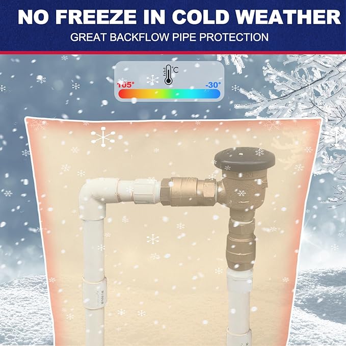 Backflow Preventer Cover Insulated (5˚F) - 20"W x 26"H Backflow Cover for Winter Pipe Freeze Protection - Sprinkler Covers for Outside with 7 Layers Fabric Double Wall Insulation Cover