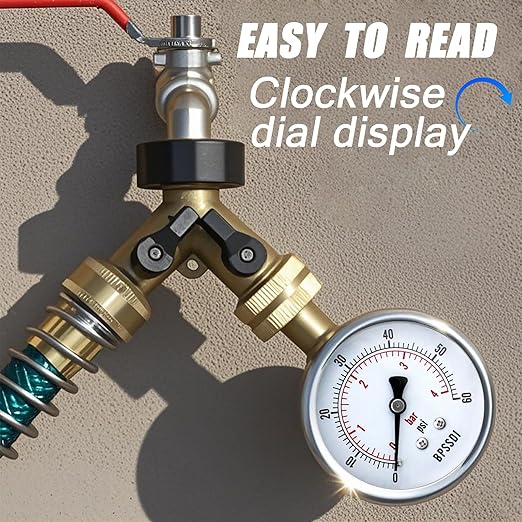 0-60 Psi Low Pressure Gauge, 2.5" Dial Size, 1/4" NPT Lower Mount, 304 Stainless Steel Case, Water Pressure Gauge Test for Water Pump, Pneumatic Air, RV Hose(with Tape)
