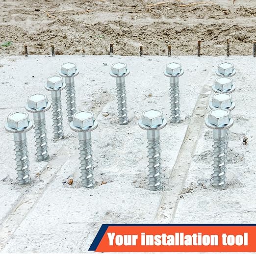 Tandefio 50 Pack 5/16" x 4" Concrete Screw Anchor Galvanized Large Diameter Heavy Duty Plated Concrete Anchors for Masonry Brick Anchoring Block Decking Framing Hex Drive