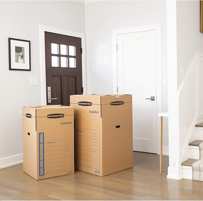 Bankers Box Tall Wardrobe Box 3 Pack, Tape-Free Design, 24-in x 24-in x 40-in (7710501)