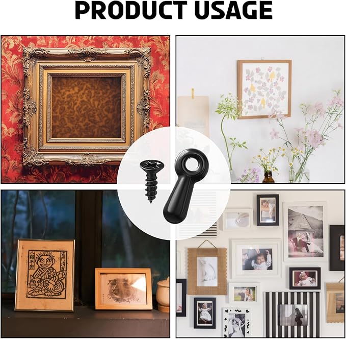 600PCS Picture Frame Hardware Backing Clips & Hangers Set with Screws, Small D Rings Tie Down Anchor Fasteners for Frames