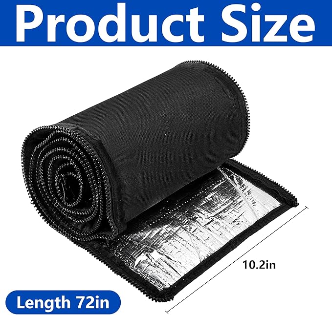 3-Layer Zipper HVAC Copper Pipe Insulation Cover,72x10.2 in 600D Oxford AC Pipe Insulation Covers for Outside,Flexible Copper Line Insulation Sleeve for Central Air Conditioning Mini Splits