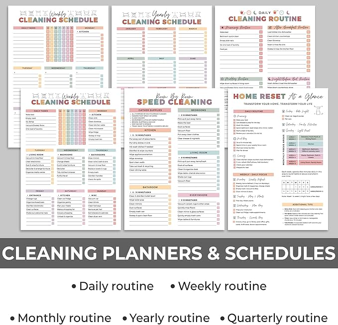 ADHD Cleaning Planner, ADHD Cleaning and Organizing Planner for Adults Women Mom, Household Cleaning Schedule and Checklist, Daily Weekly Monthly Chore Chart Notebook for Family Editable 5.8 x 8.3"