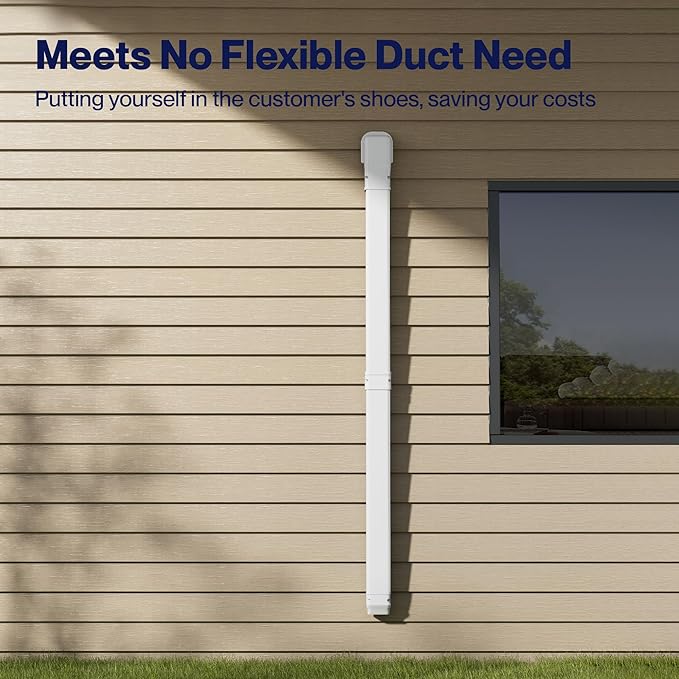 Della 4" 11 Ft Mini Split Line Set Cover, Decorative PVC Lineset Cover Kit, Paintable for Air Conditioner, Central AC, HAVC & Heat Pumps Systems Tubing Cover, White