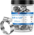 12PCS Heavy Duty Hose Clamps Stainless Steel 304, 3/8" Hose Clamp to 5/8" Hose Clamp (10-16mm) Adjustable Worm Gear Drive Small Hose Clamps, Reusable Pipe Clamp for Plumbing, Garden, Shipping