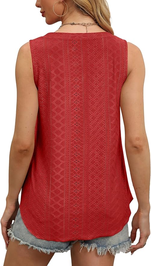 OFEEFAN Womens Tank Tops V Neck Sleeveless Flowy Loose Fit Basic Casual Summer Tops