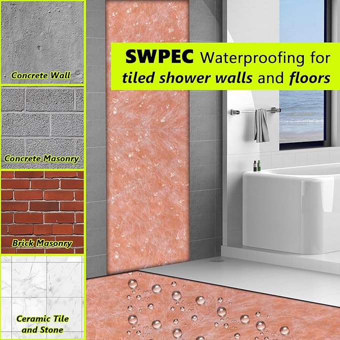 Waterproof Membrane for Shower 9.8inch x 98.3Ft (80.7Sq Ft) 23.6mils Thick Tile Shower Waterproofing Membrane Roll Underlayment Waterproof Wall Panels for Showers Bathroom Sauna Walls and Wet Areas