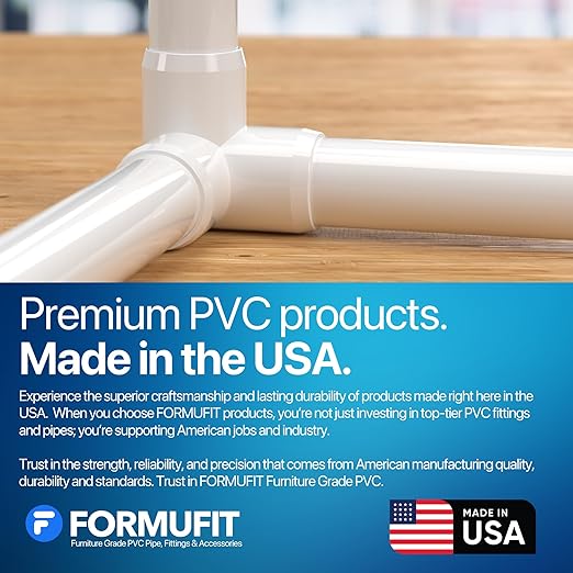 FORMUFIT 1/2” 3-Way Elbow Furniture Grade PVC Fitting in White, Made in USA, UV-Resistant, Impact-Proof, 0.840” Actual Socket Diameter (Pack of 10)