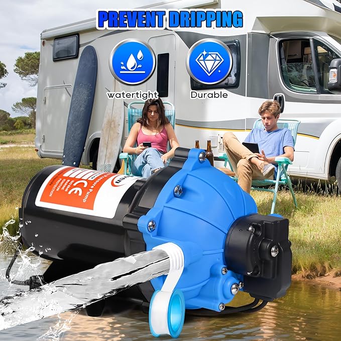Upgraded 110V AC Fresh Water Pump, 7GPM 70PSI, Five Chamber Self-Priming Diaphragm Pump with Heavy Duty Pressure Switch & Strainer for RV, Marine，Home Water System, Irrigating & Industrial Settings
