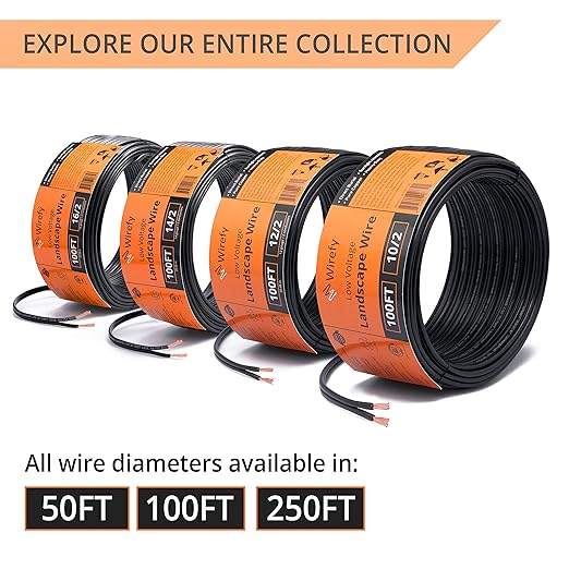 Wirefy 14/2 Low Voltage Landscape Wire 50 ft | Low Voltage Landscape Lighting Wire | Pure Copper | Outdoor Direct Burial | 14-Gauge 2-Conductor 50 Feet | UL Listed