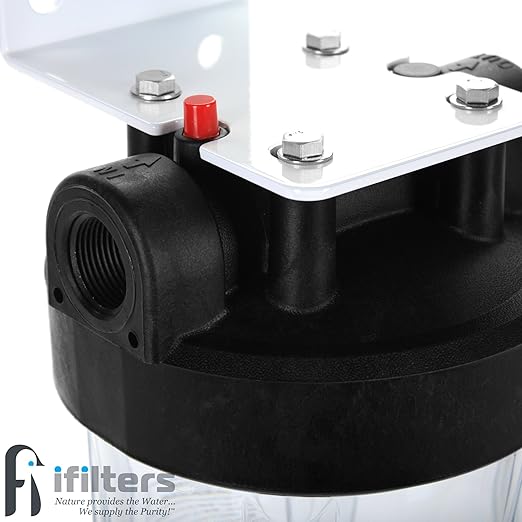 Well Water Whole House Sediment & Rust Complete Filtration System, Pleated Washable filter, 20" Clear Housing 1" Ports