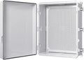 Junction Box, IP67 Waterproof Plastic Enclosure for Electrical Project, Hinged Grey Cover, Includes Mounting Plate and Wall Bracket 510×410×200mm (20"×16.1"×7.9")