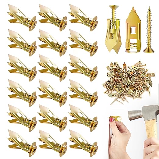 100pcs Self Drilling Drywall Anchors with Screws kit, Upgraded Zinc Self Drilling Anchor & Screw Kit for Drywall, Easy Installation, No Drilling or Punching Holes Required