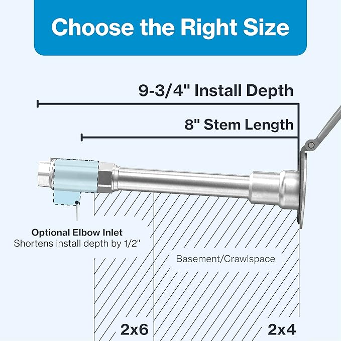 Aquor House Hydrant V1+ Frost Free Outdoor Faucet, Anti Siphon Valve with Quick Connect, Frost Proof Flush Wall Hose Bib, 8 inch Stem, 9-3/4 inch Install Depth, Slate Gray