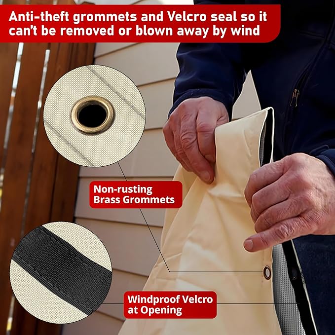Redford Supply Co. Cold Snap (5°F) Round Pressure Tank Cover Insulation, 3-Way Round, 28"Diameter x 44"H, Water Well Tank Covers Insulated, Well Pump Cover Insulated Freeze Proof for Winter (Beige)