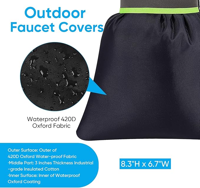 Outdoor Faucet Covers for Winter,10 Pack Pro 6.7" W x 8.3" H Outdoor Hose Bib Cover for Winter Freeze Protection Outside Spigot Covers Winter Insulated Reusable Waterproof backflow Cover,Black