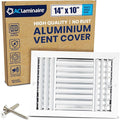 14x10 Inch (Duct Opening) Aluminum 3-Way Air Flow Vent – HVAC Vent Cover for Wall or Ceiling – Quiet HVAC Wall Register with Multi-Shutter Damper – Adjustable Curved Blade - Plastic Seal for Tight Fit