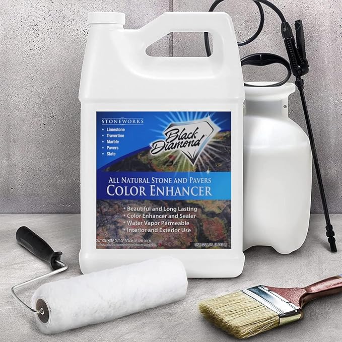 Color Enhancer Sealer for All-Natural Stone and Pavers. Marble, Travertine, Limestone, Granite, Slate, Concrete, Grout, Brick, Block. (1 Gallon)