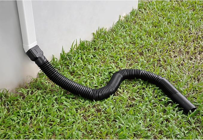 16.5ft Long Downspout Extender, 3.1" OD Gutter Downspout Extensions Pipe for 3"×4" and 2"×3" Downspout, Inside Diameter 2.6 Inches, Flexible Pipe Stretched Length 16.5ft, Black,1-Pack