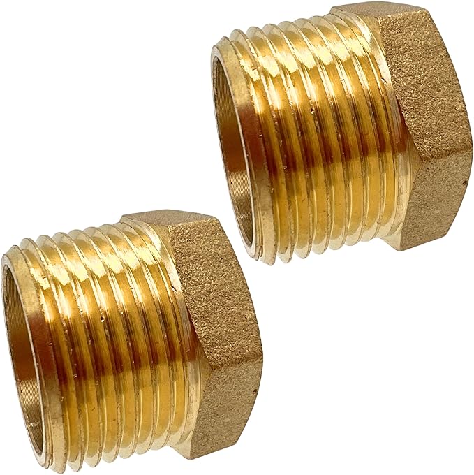 2 Pack Brass Pipe Plug 3/4" NPT Male Outer Hex Head Socket Plug Fitting for Plumbing by CX WONDERLAND