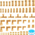 68Pcs Brass Compression Tube Pipe Fittings,Air Nylon Tubing Fittings Assortment Kits 1/4" 1/8" 3/8" 1/2" 5/8" Union/Tee/Elbow/Straight Connector for Industrial Use or Trucks Trailers