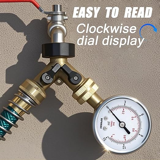 0-15 Psi Low Pressure Gauge, 2.5" Dial Size, 1/4" NPT Lower Mount, 304 Stainless Steel Case, Water Pressure Gauge Test for Water Pipe, HVAC(with Tape)