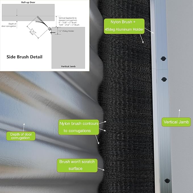 USTAR Garage Door Seal Top and Sides Kit for 16x7 ft Door - Heavy Duty Aluminum Track & 3" Brush Weather Stripping, Commercial Roll Up Door Seal, Blocks Drafts & Dust